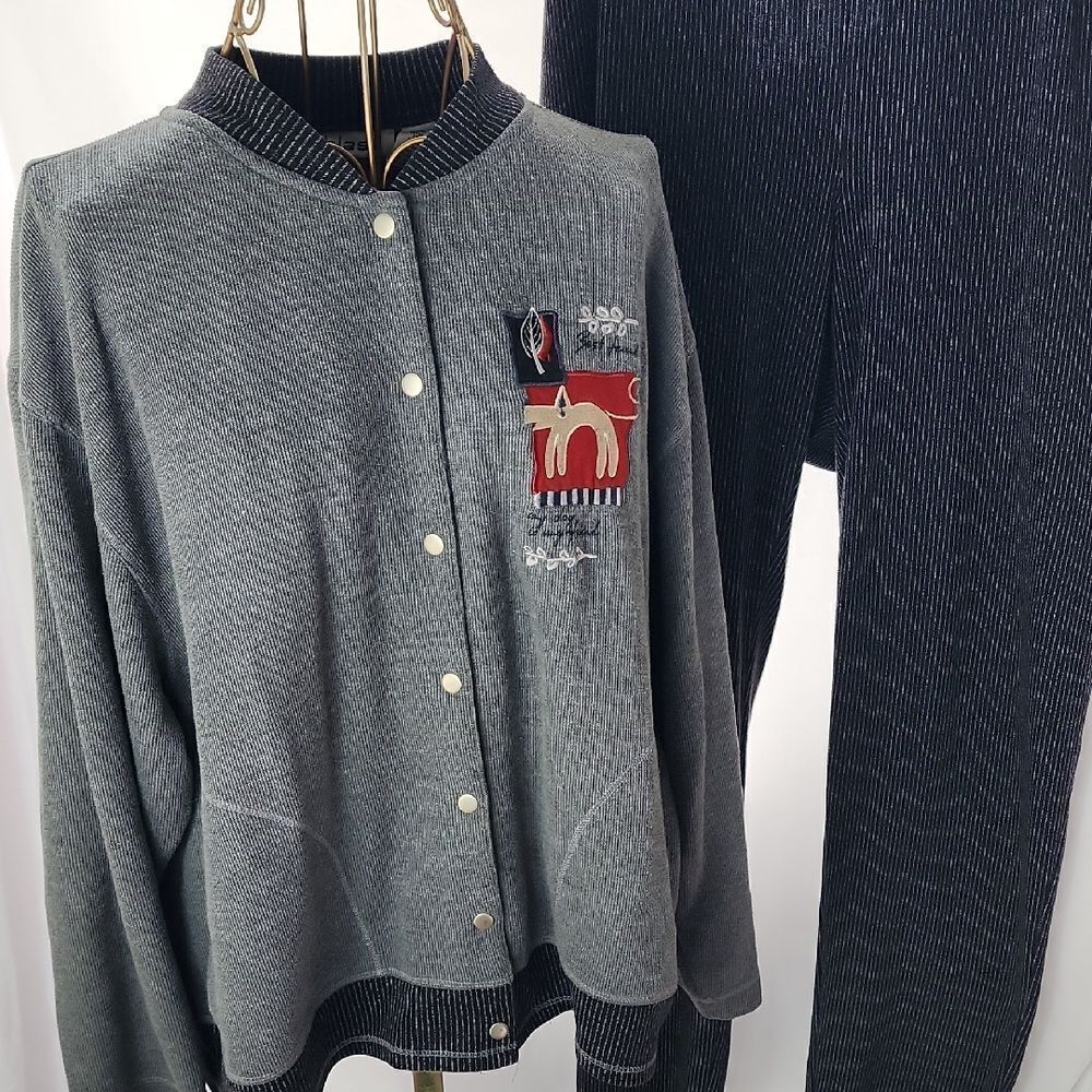 Y2K Blast Size L Cardigan Sweater With Matching Pants My Dog My Best Friend